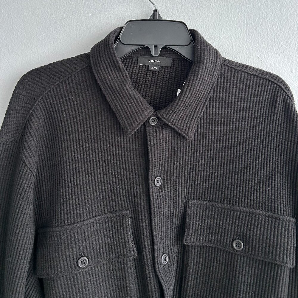 VINCE Chunky Waffle Cotton-Blend Shirt Jacket